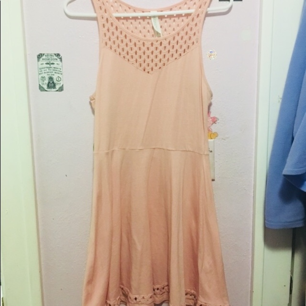 Pink Crochet Detailed Dress